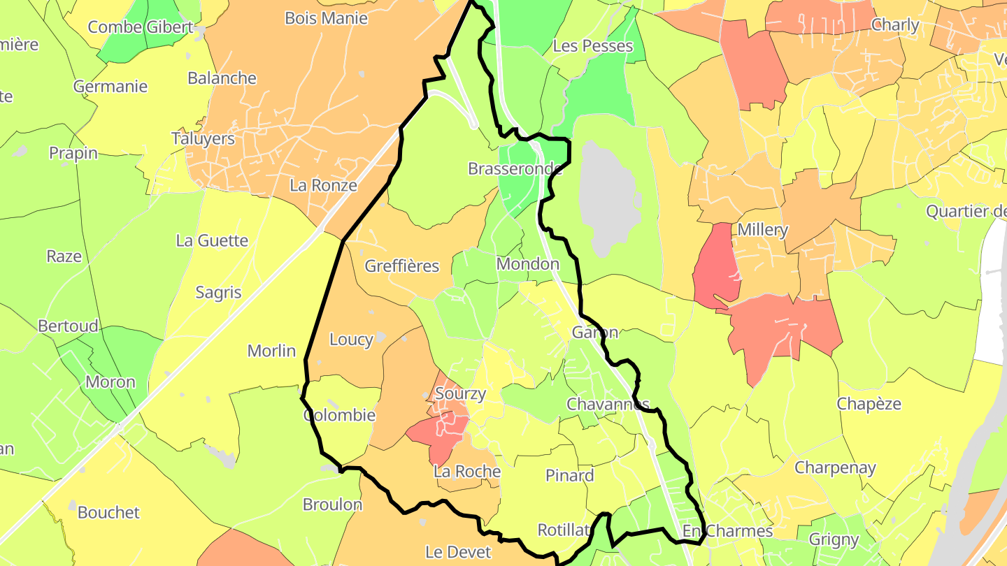 Carte des prix de l'immobilier Montagny