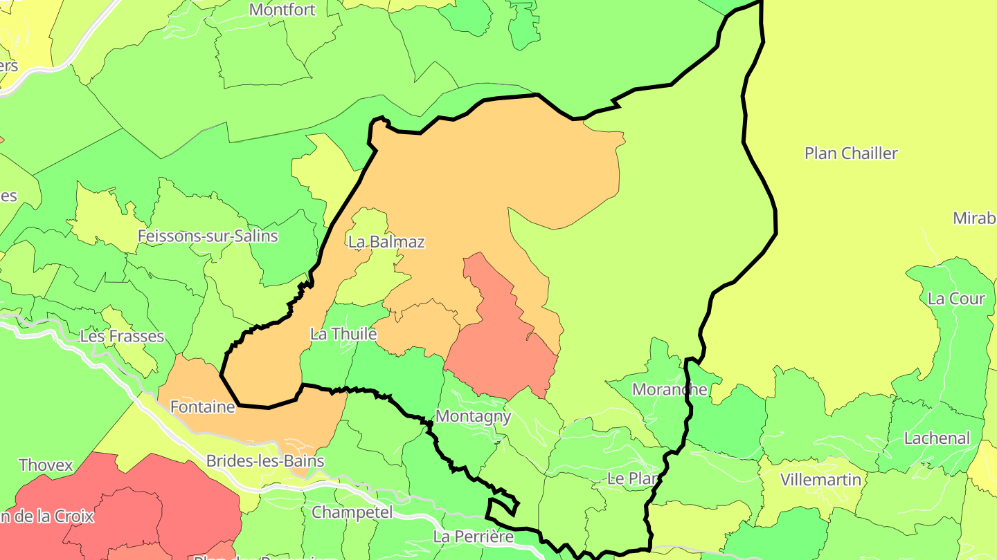 Carte des prix de l'immobilier Montagny