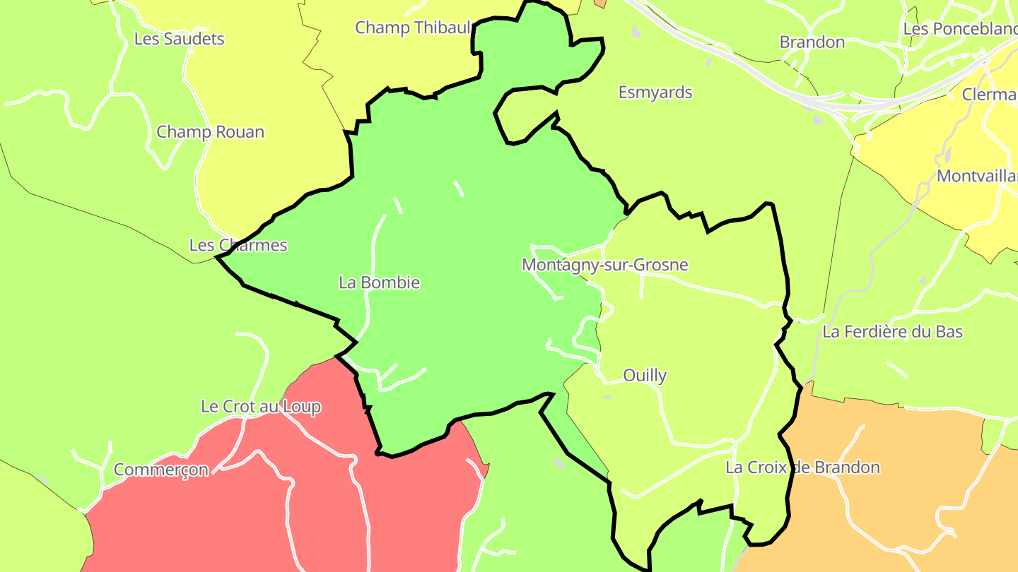 Carte des prix de l'immobilier Montagny-sur-Grosne