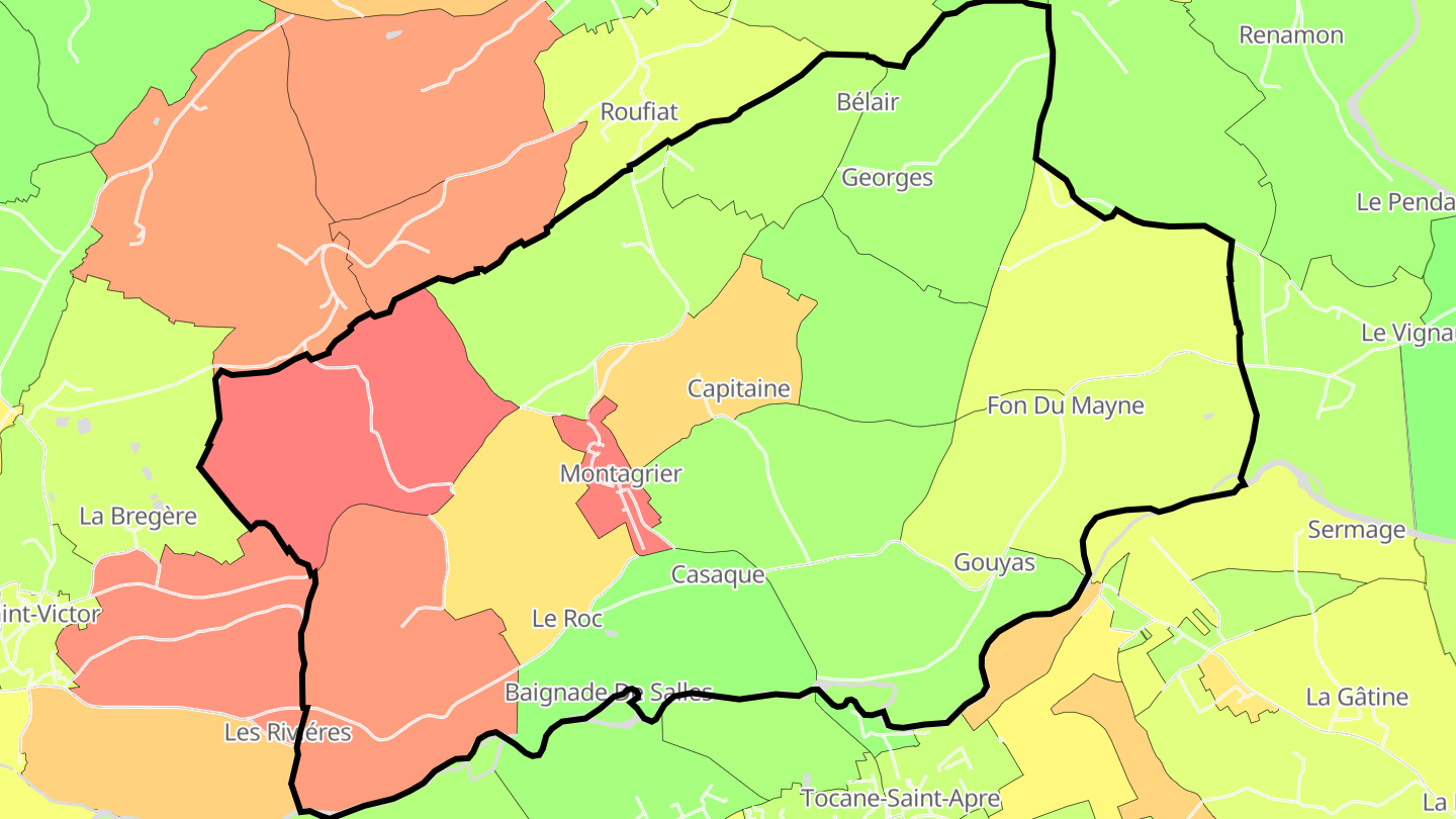 Carte des prix de l'immobilier Montagrier