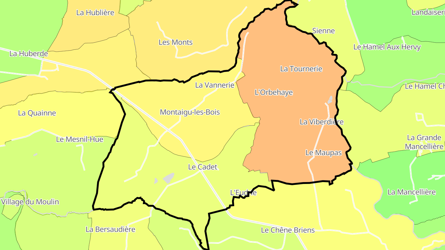 Carte des prix de l'immobilier Montaigu-les-Bois