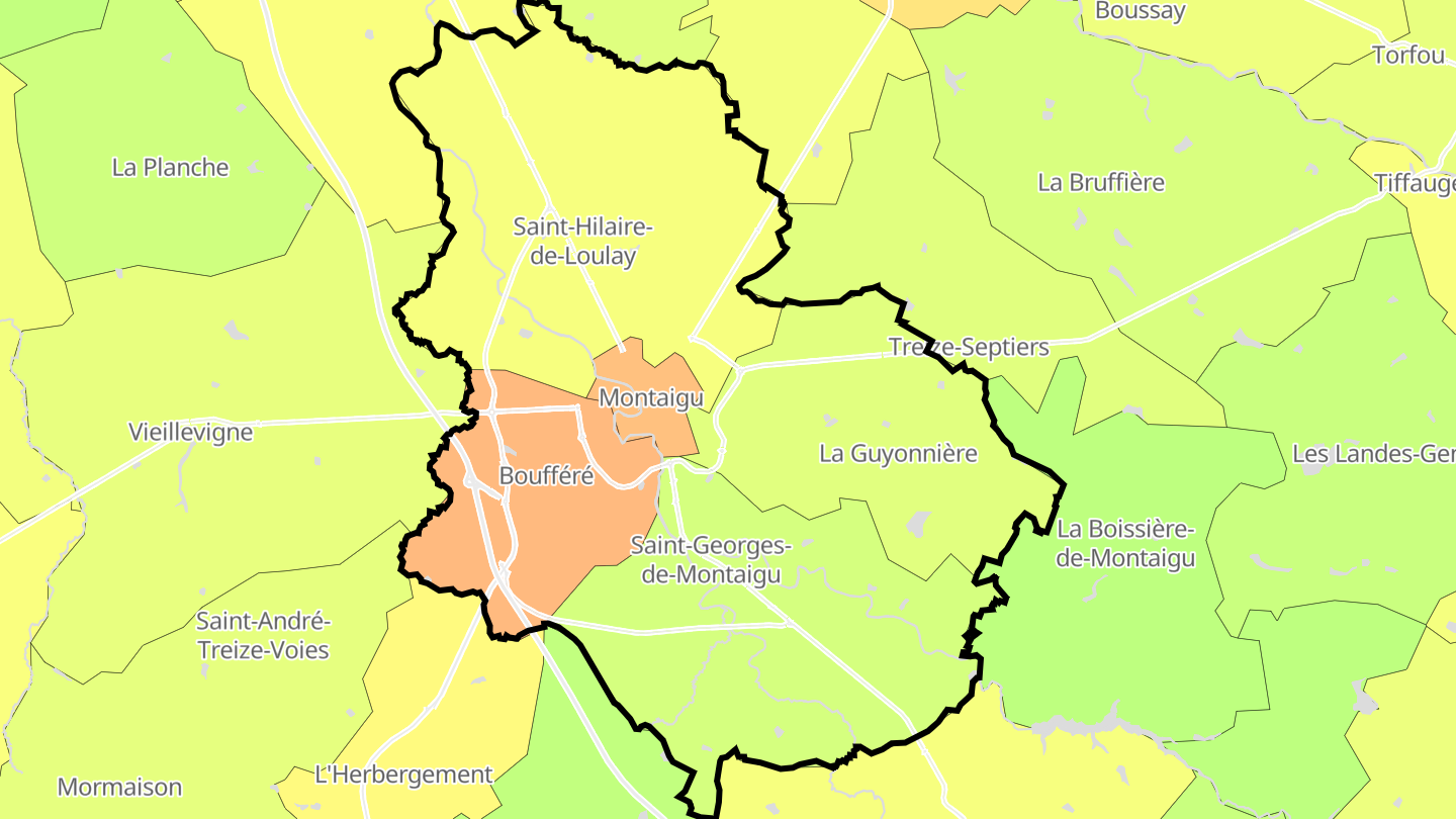 Carte des prix de l'immobilier Montaigu-Vendée