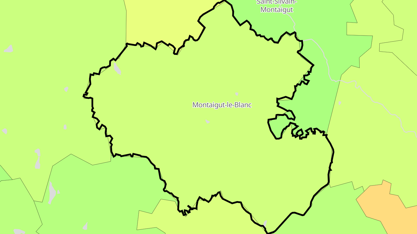 Carte des prix de l'immobilier Montaigut-le-Blanc