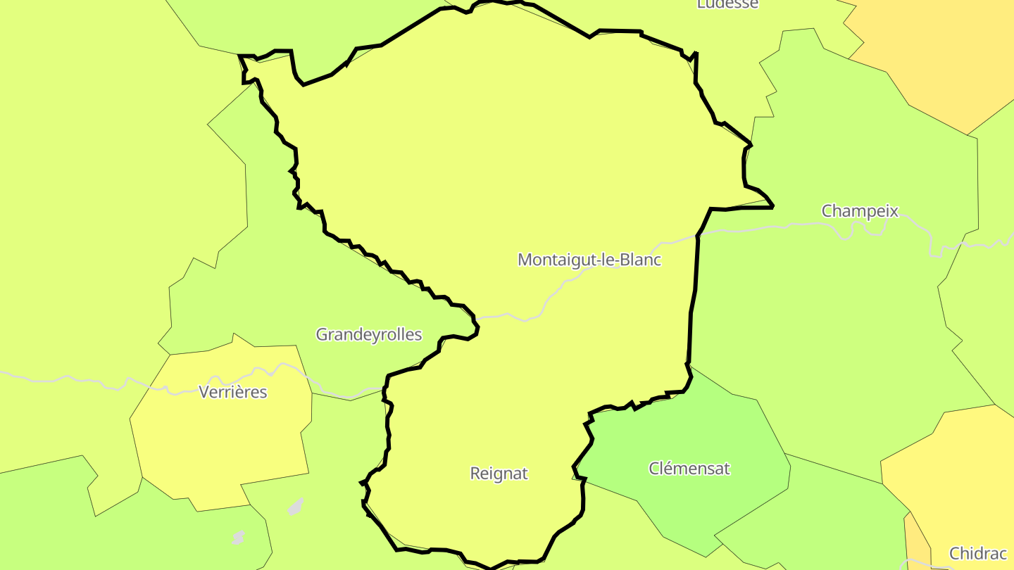 Carte des prix de l'immobilier Montaigut-le-Blanc