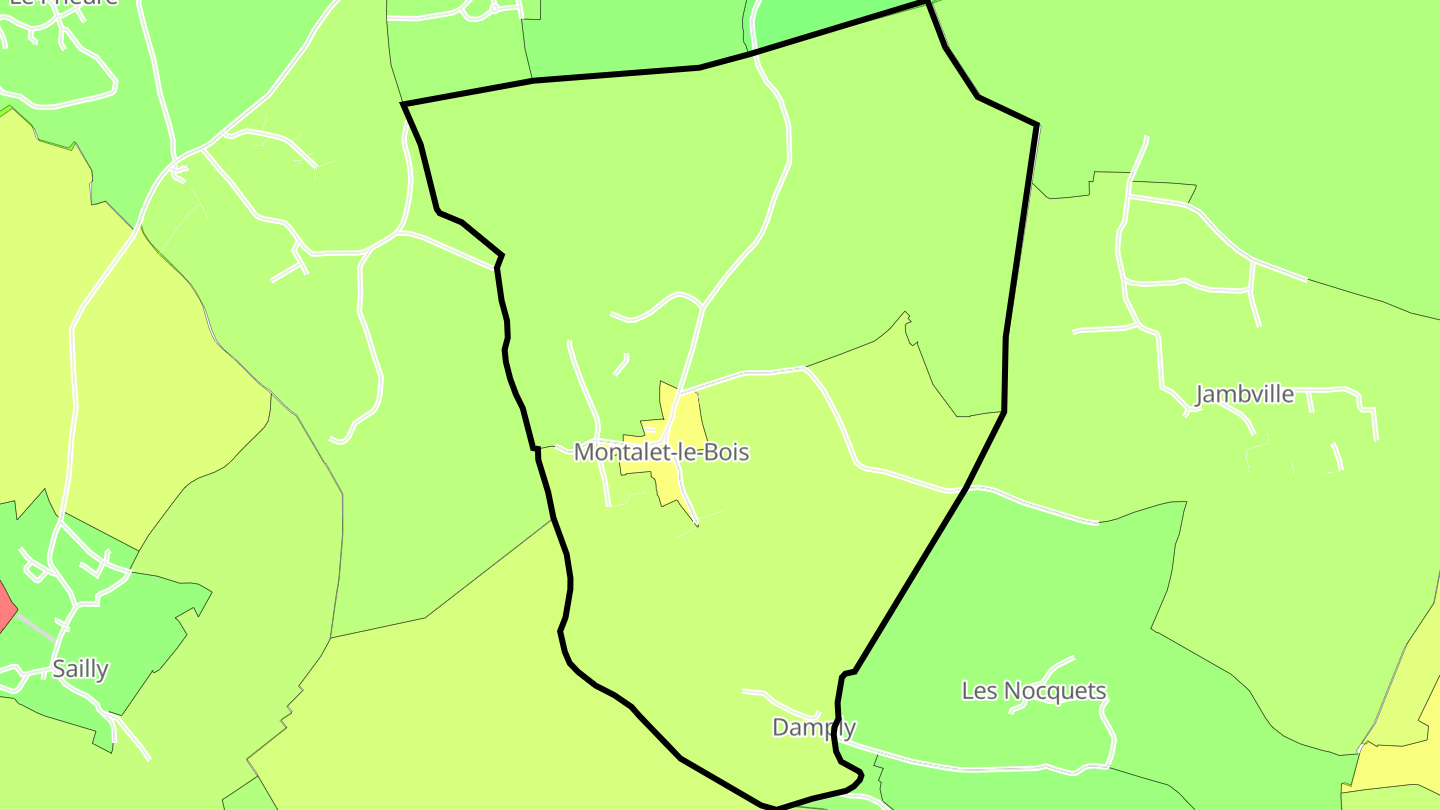 Carte des prix de l'immobilier Montalet-le-Bois