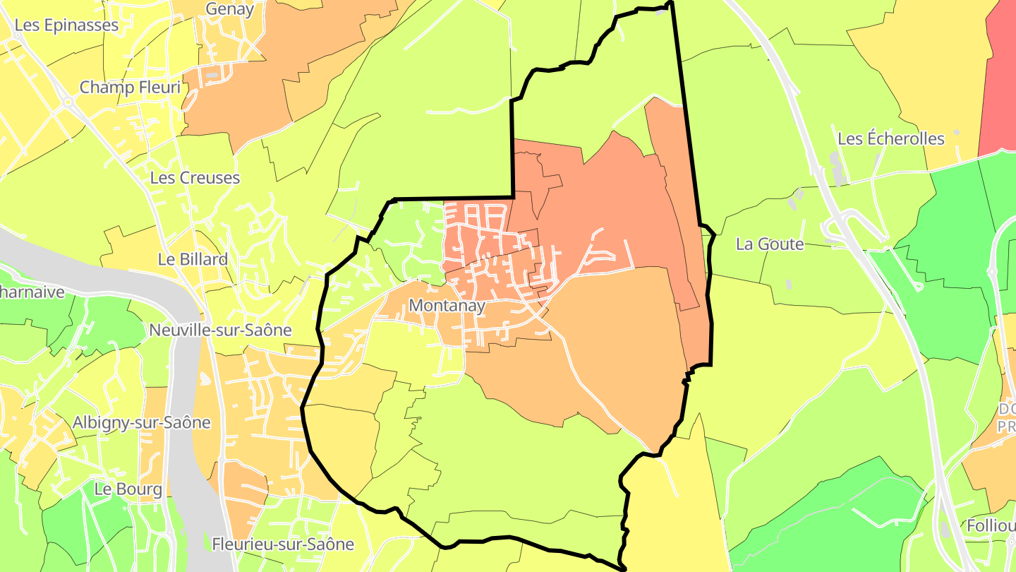 Carte des prix de l'immobilier Montanay