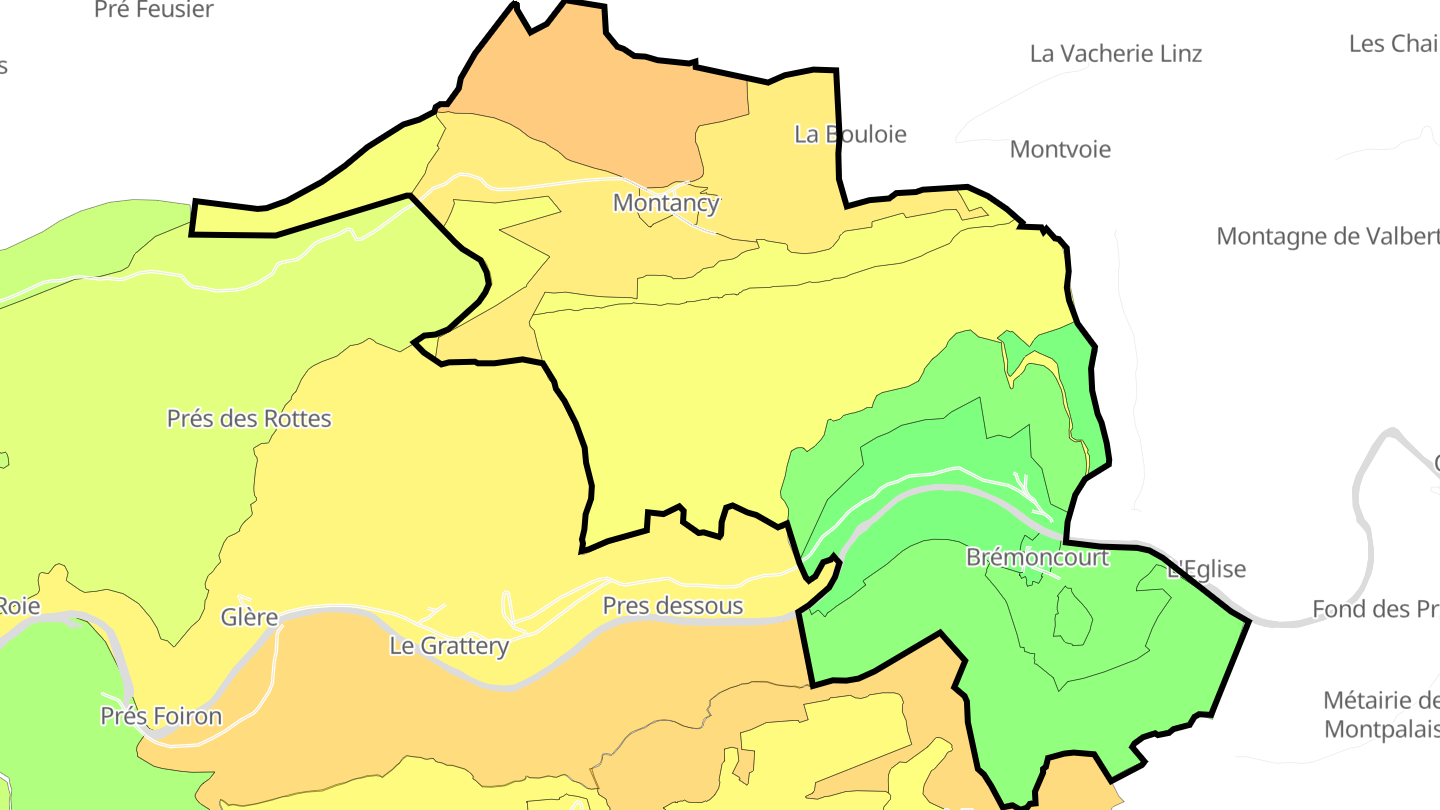 Carte des prix de l'immobilier Montancy
