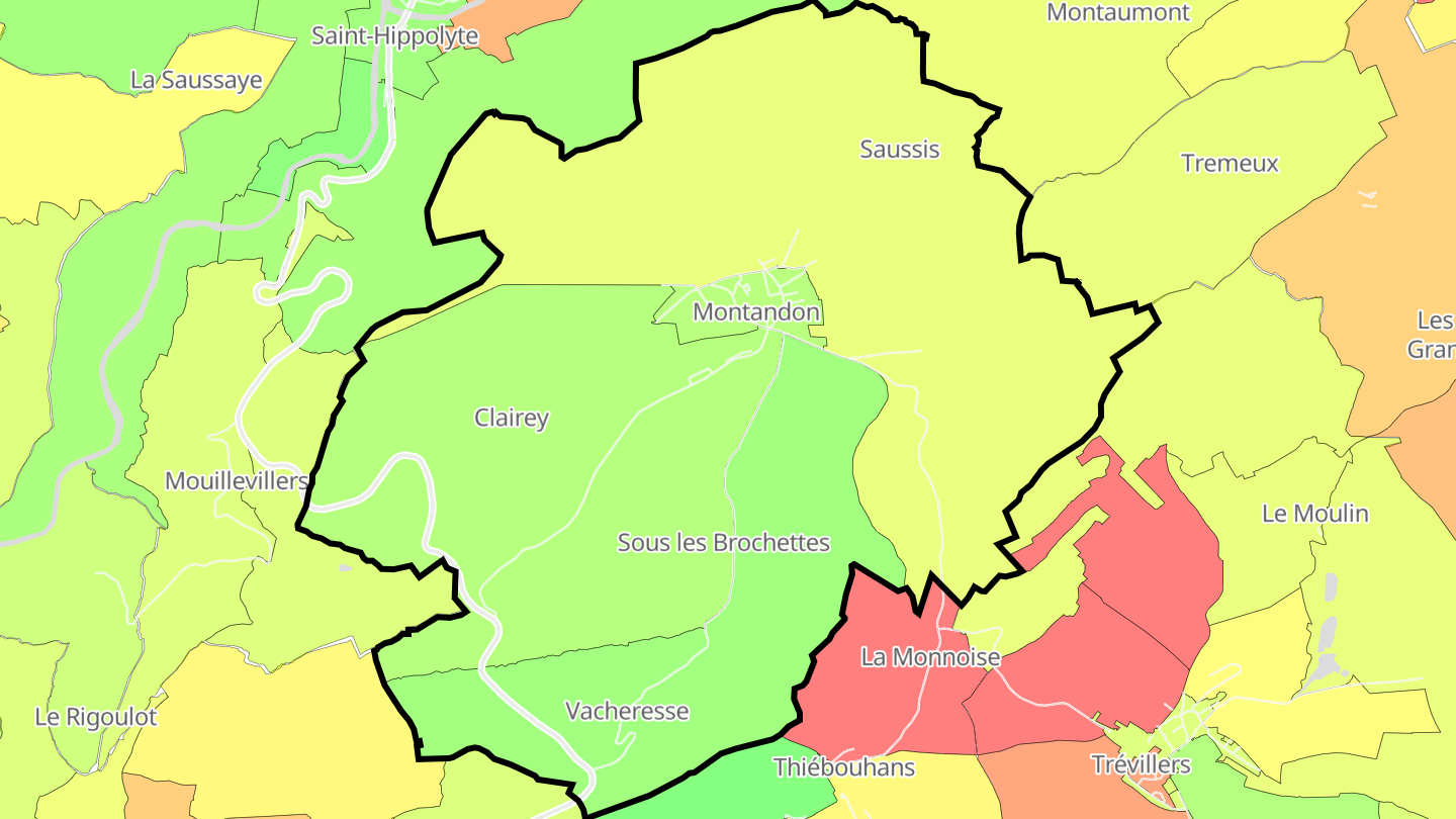 Carte des prix de l'immobilier Montandon