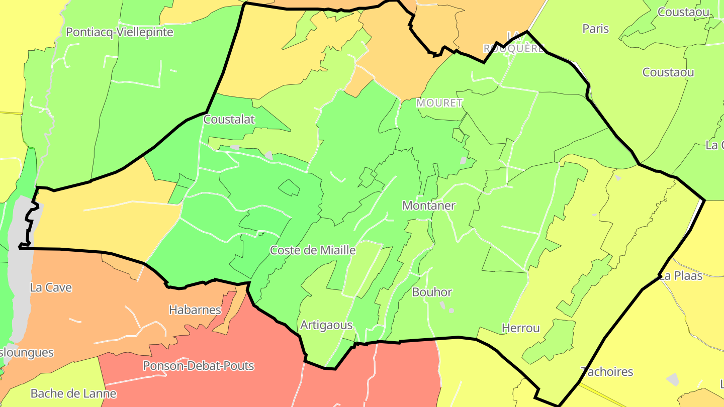 Carte des prix de l'immobilier Montaner