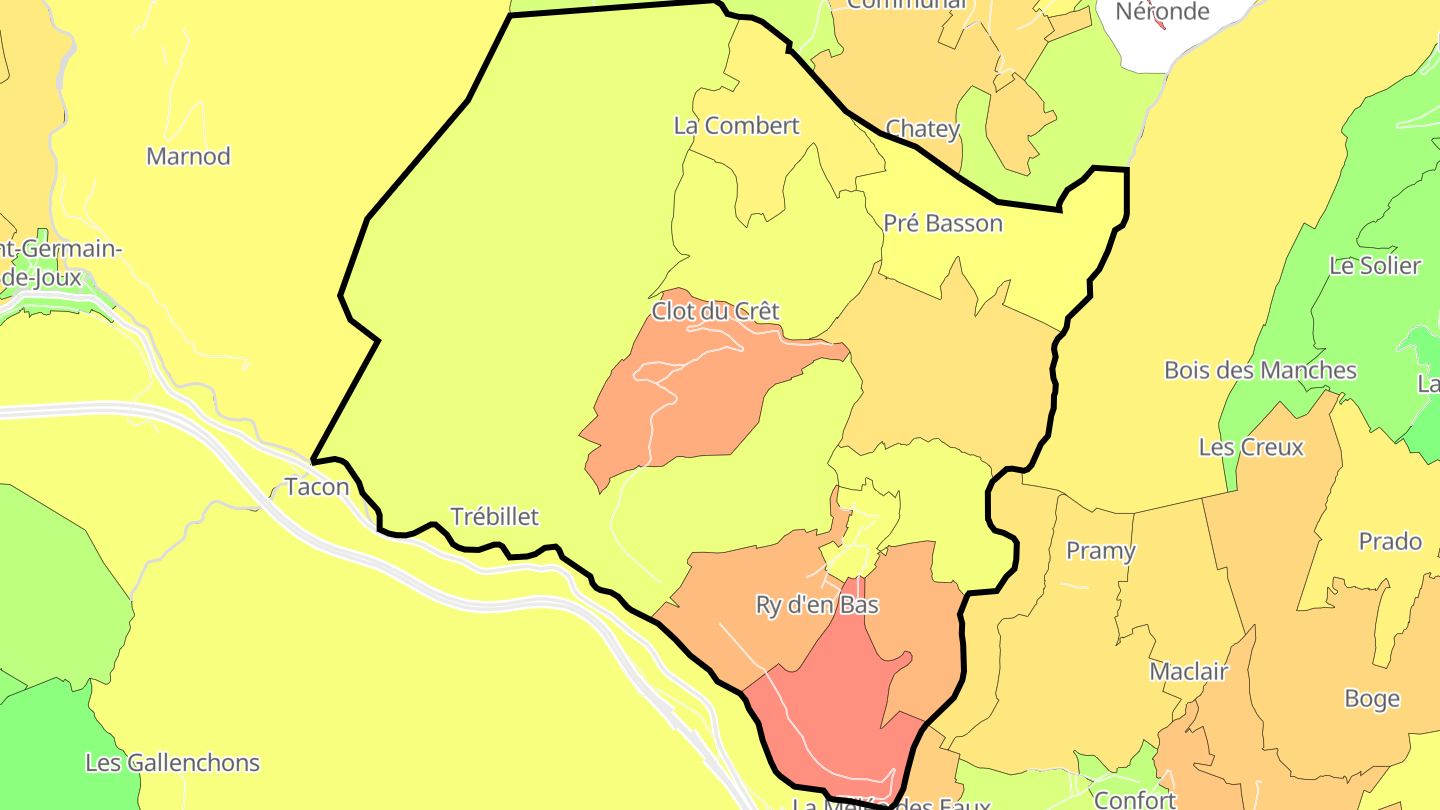 Carte des prix de l'immobilier Montanges