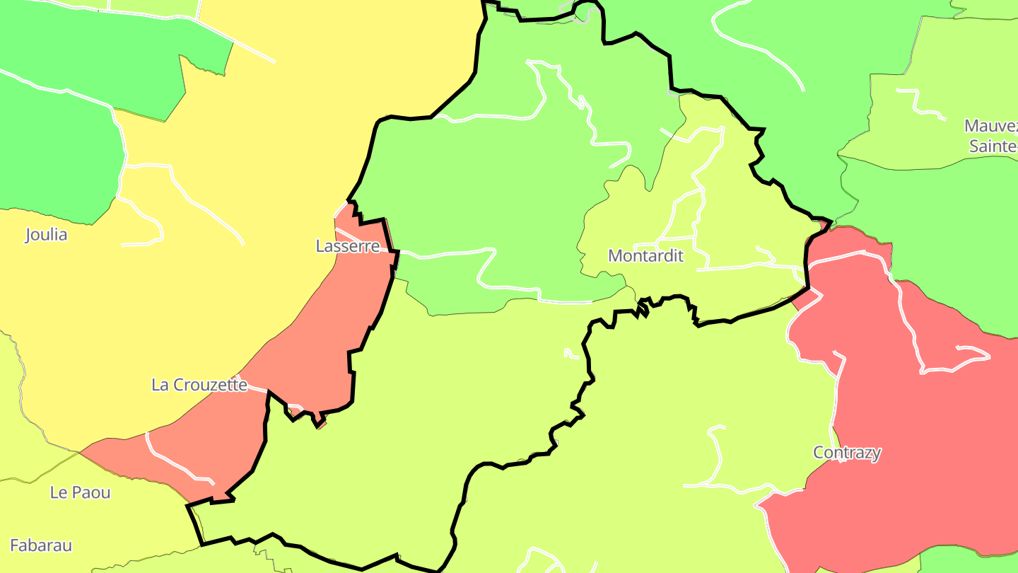 Carte des prix de l'immobilier Montardit