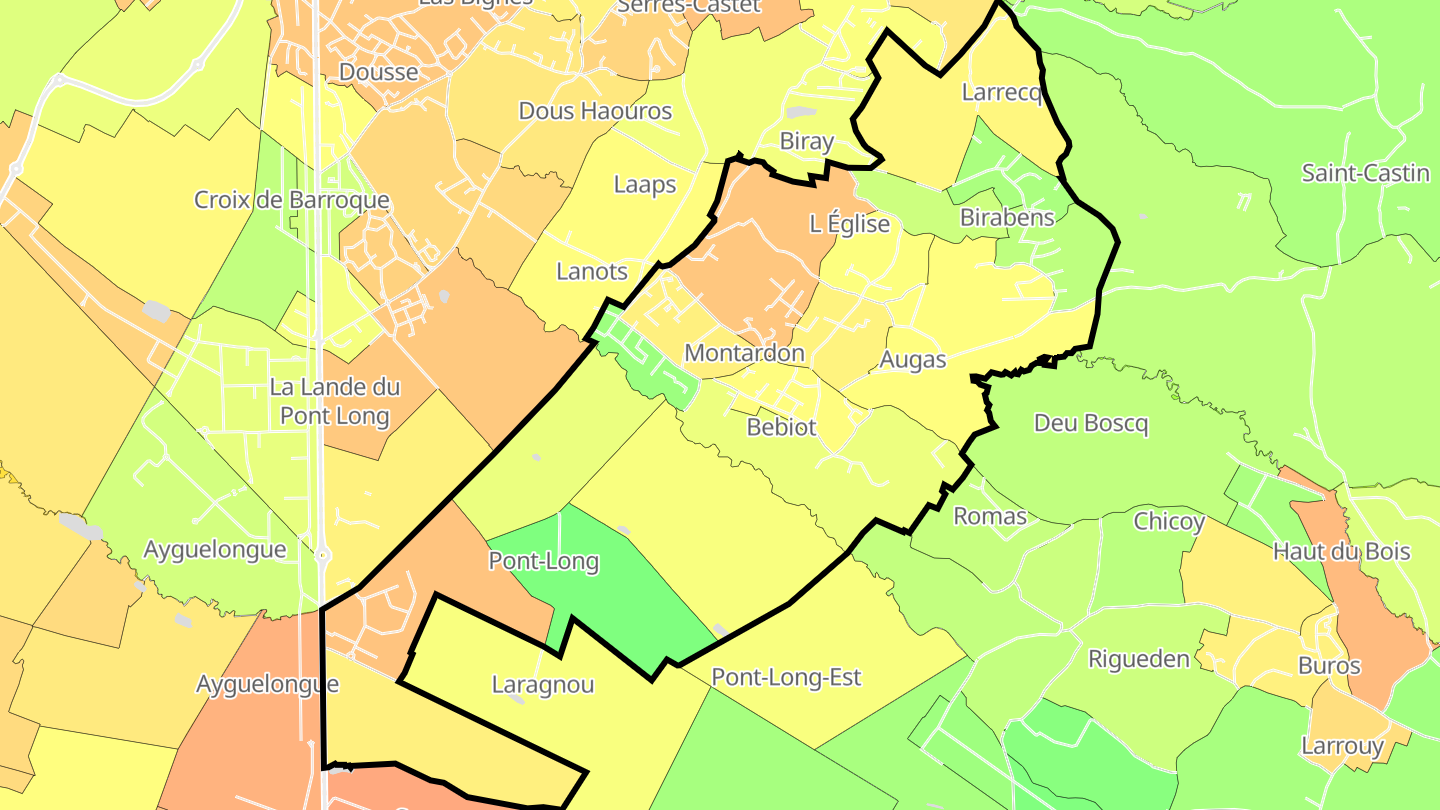 Carte des prix de l'immobilier Montardon