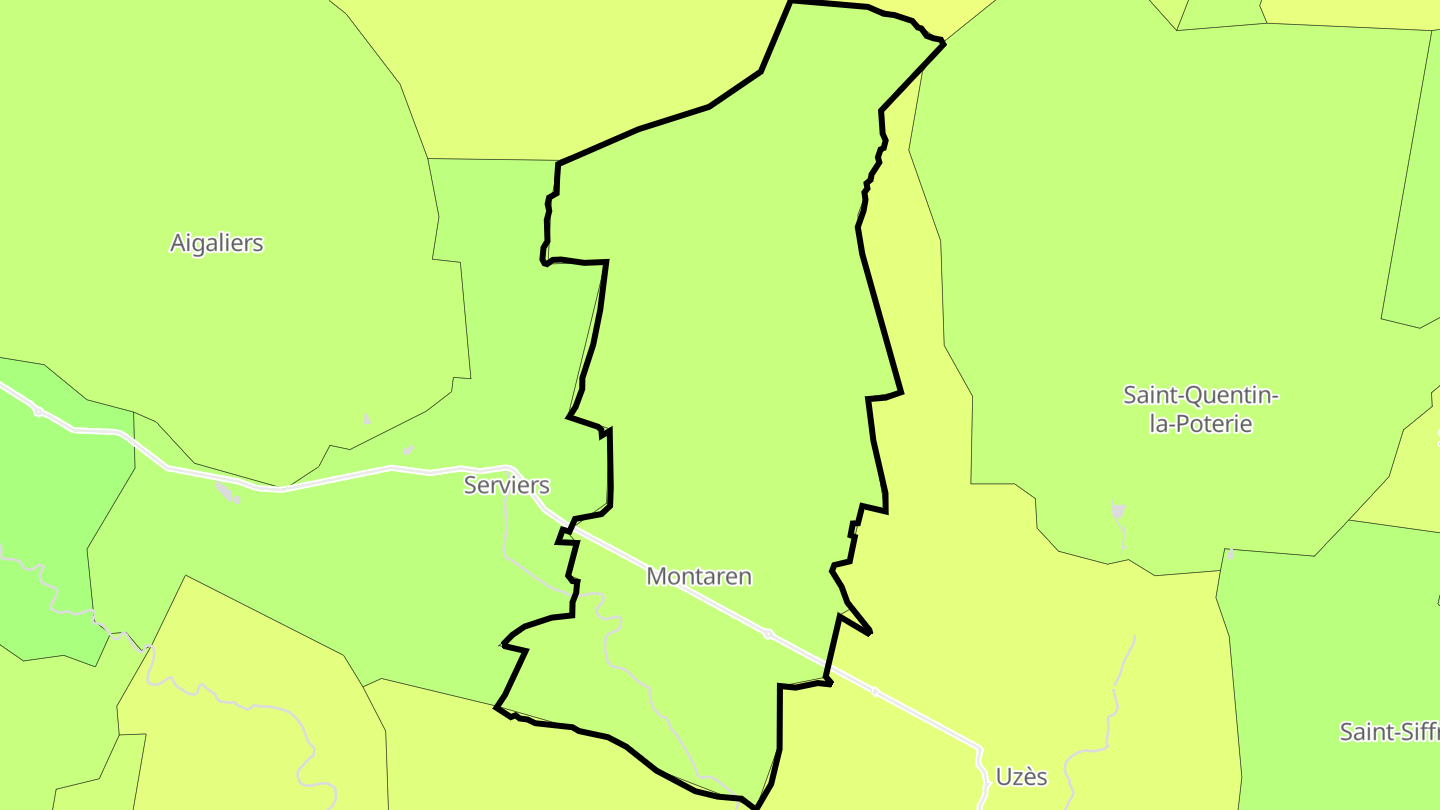 Carte des prix de l'immobilier Montaren-et-Saint-Médiers