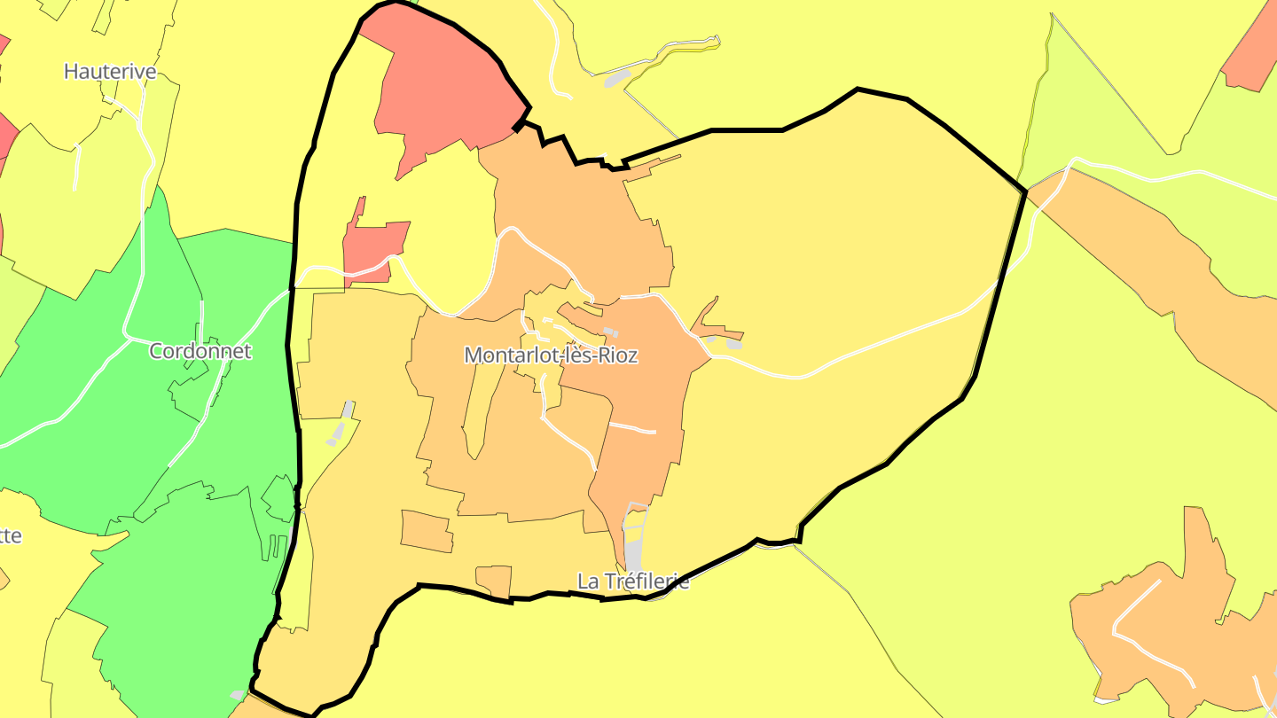 Carte des prix de l'immobilier Montarlot-lès-Rioz