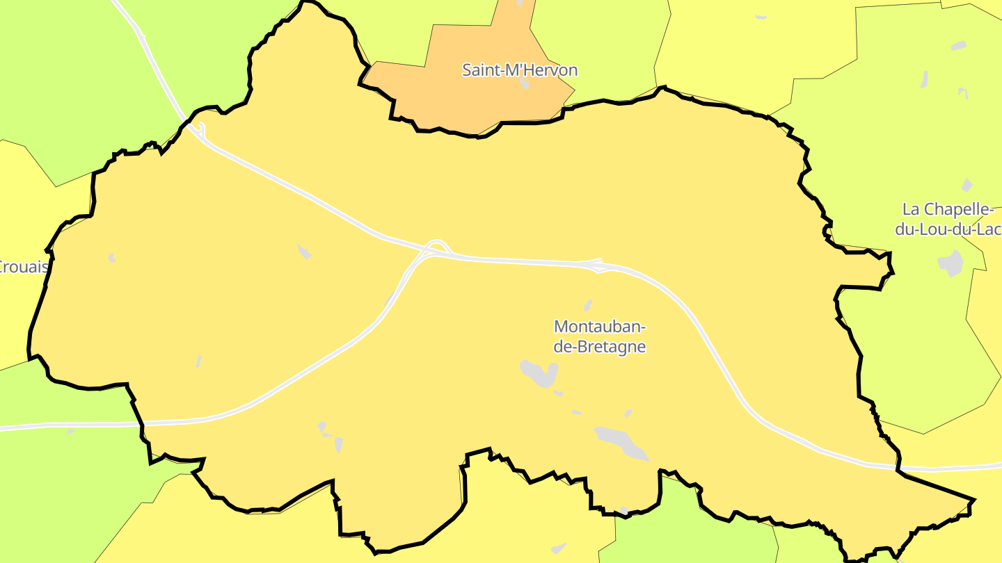 Carte des prix de l'immobilier Montauban-de-Bretagne