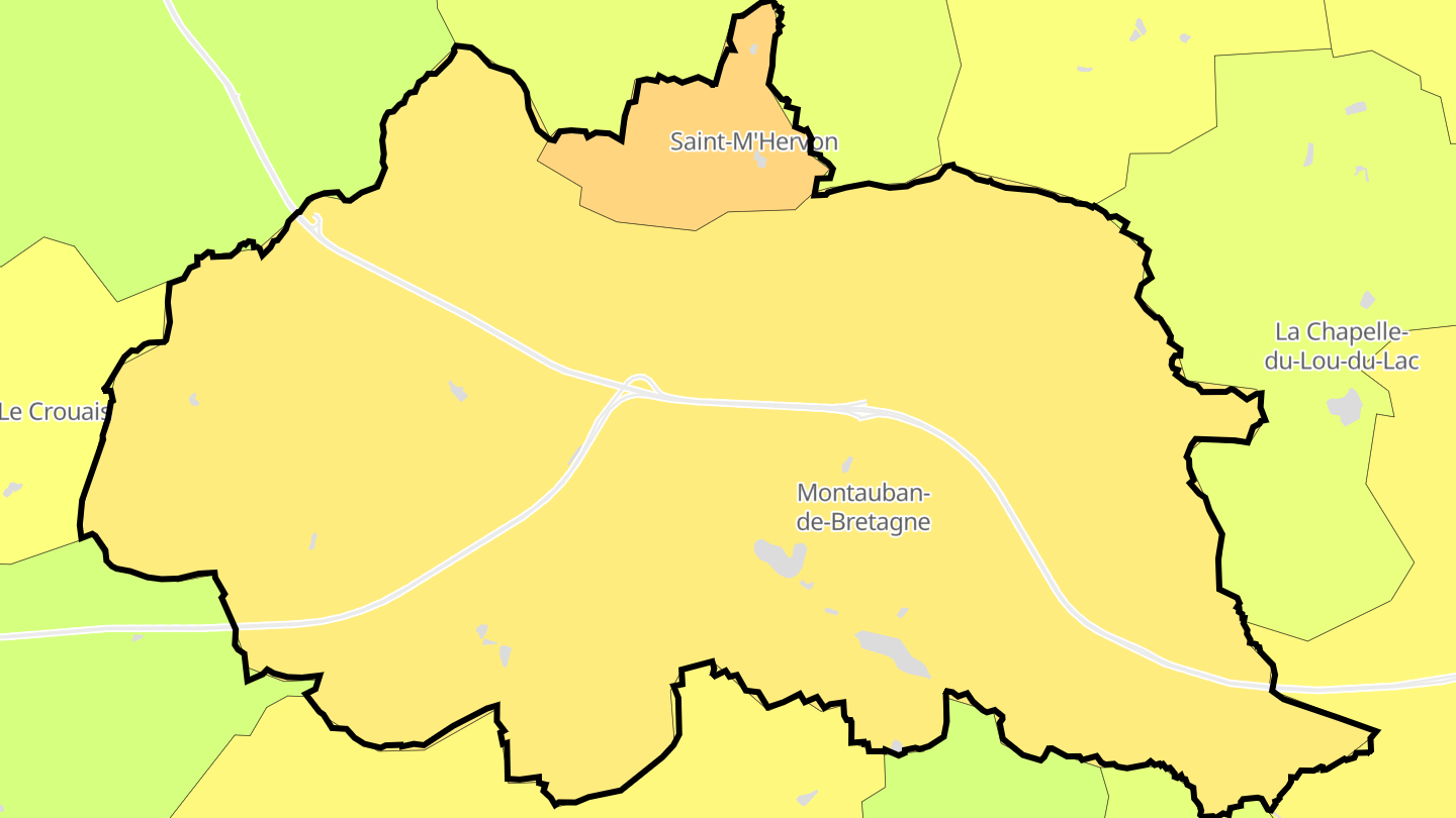 Carte des prix de l'immobilier Montauban-de-Bretagne