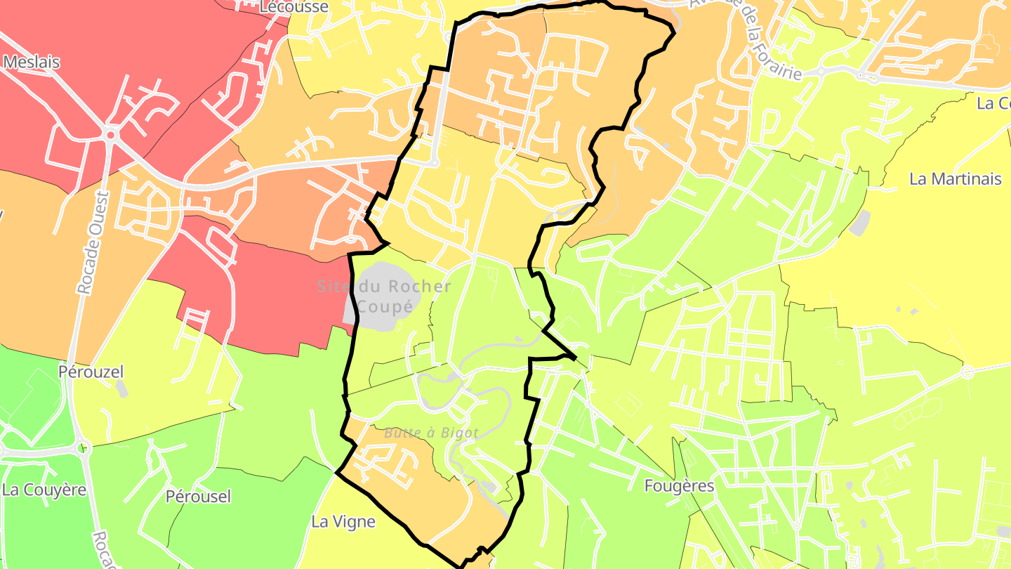 Carte des prix de l'immobilier Montaubert - Rillé - Saint-Sulpice