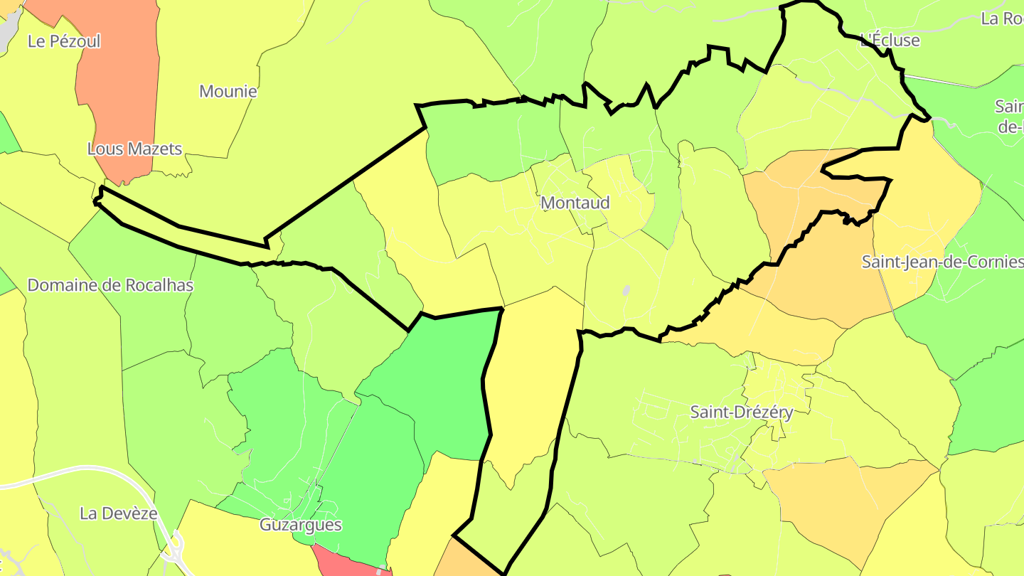 Carte des prix de l'immobilier Montaud