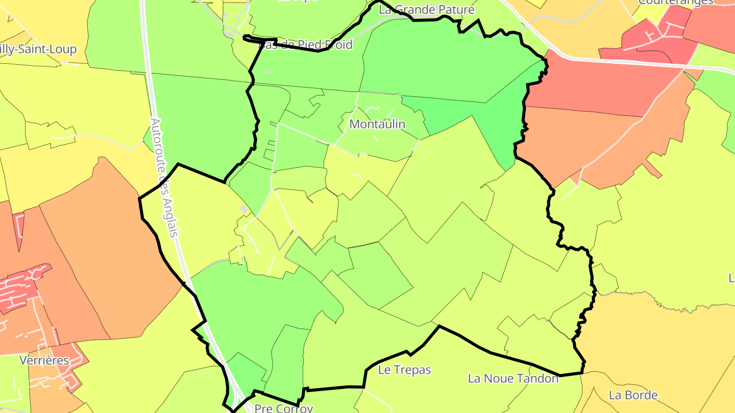 Carte des prix de l'immobilier Montaulin