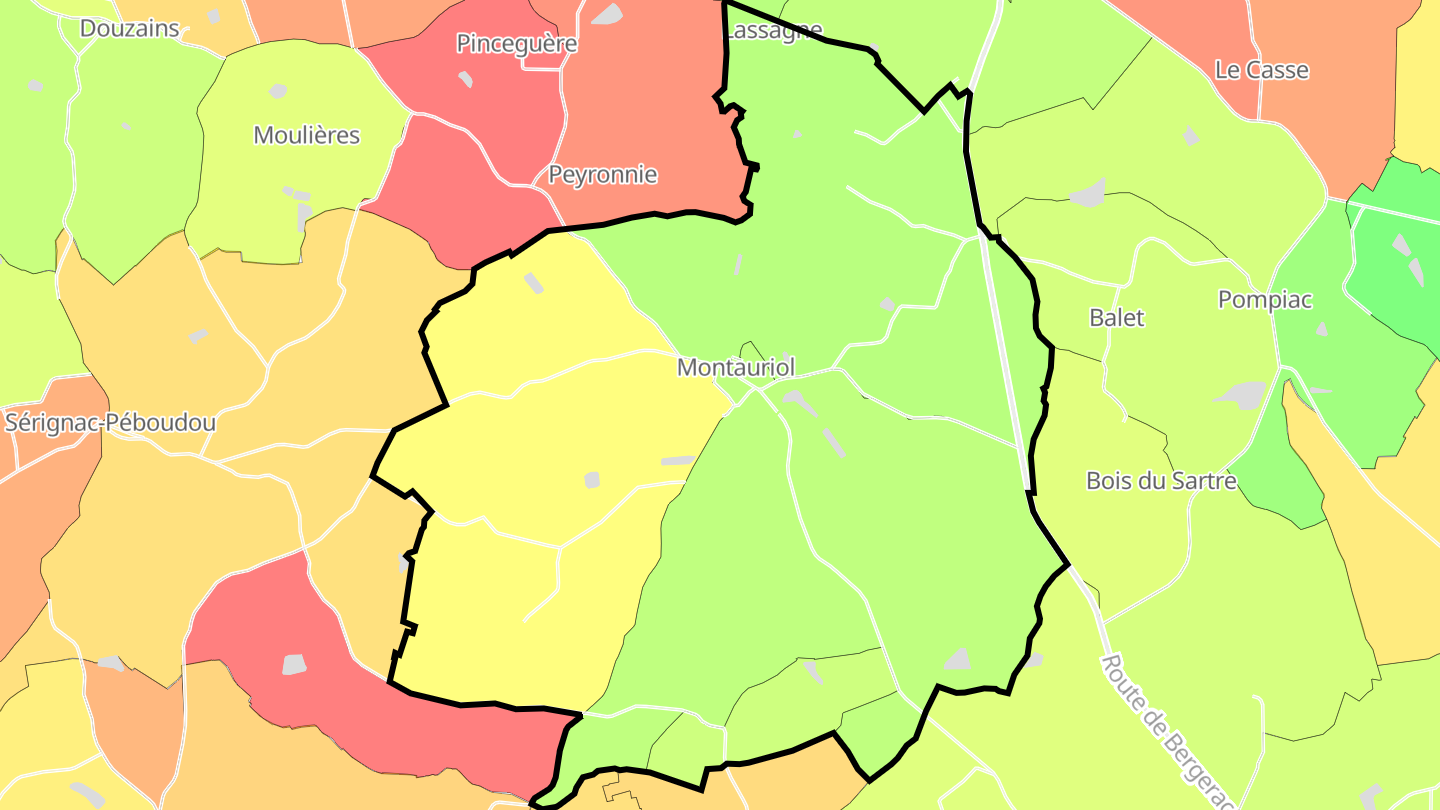 Carte des prix de l'immobilier Montauriol