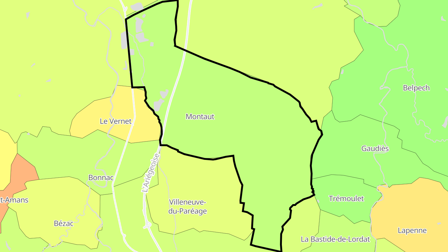Carte des prix de l'immobilier Montaut