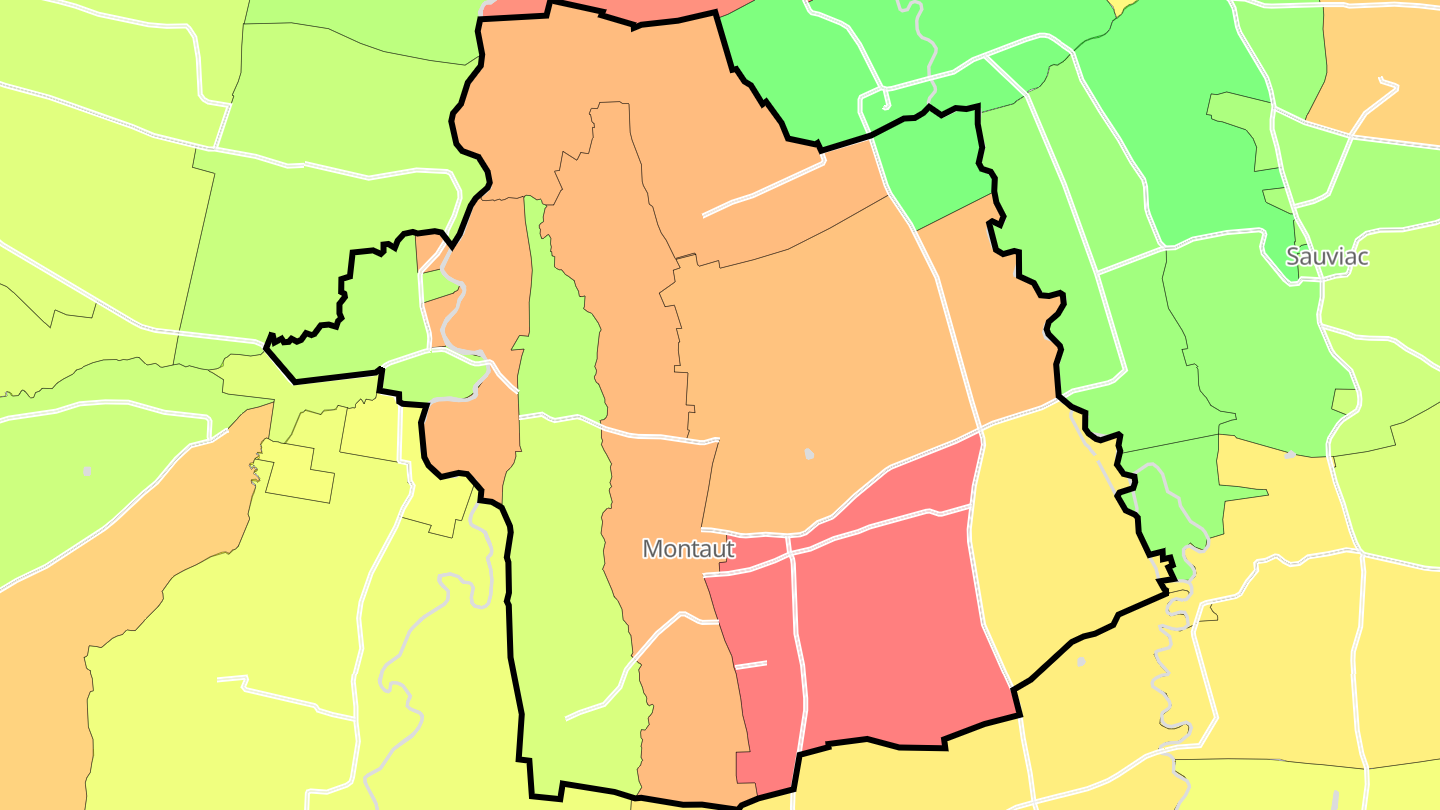 Carte des prix de l'immobilier Montaut