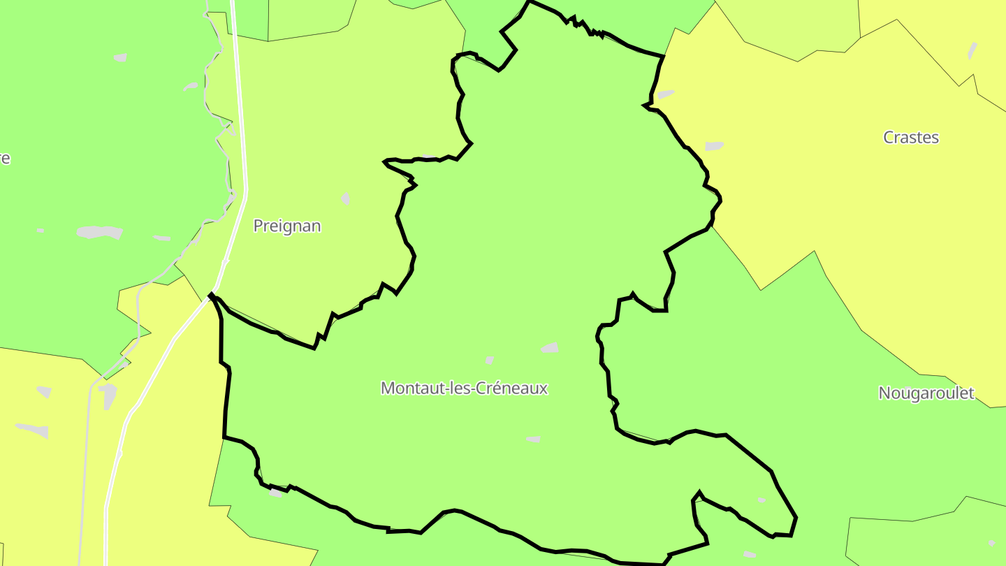 Carte des prix de l'immobilier Montaut-les-Créneaux