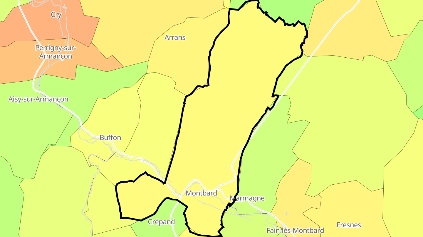 Carte des prix de l'immobilier Montbard