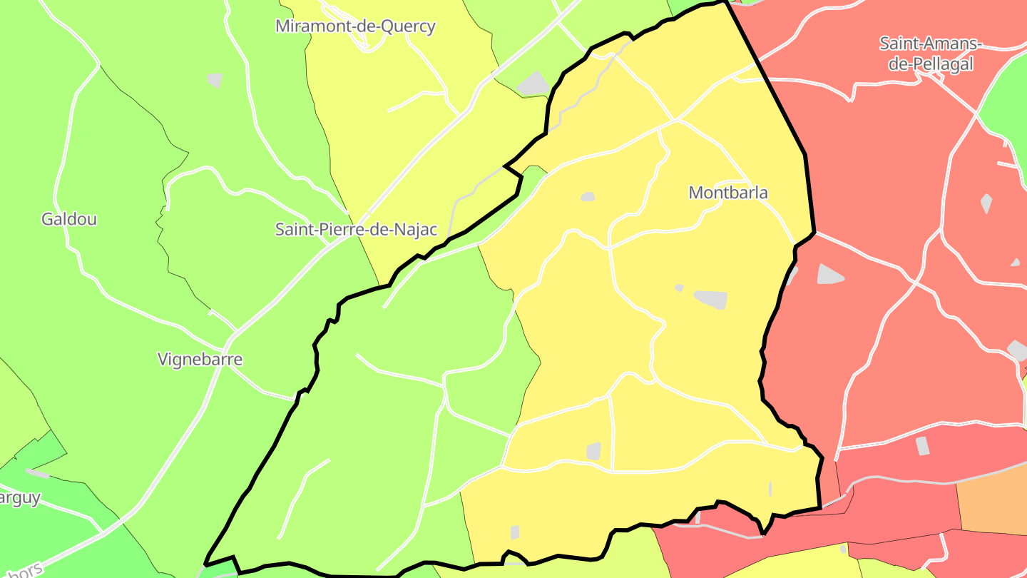 Carte des prix de l'immobilier Montbarla