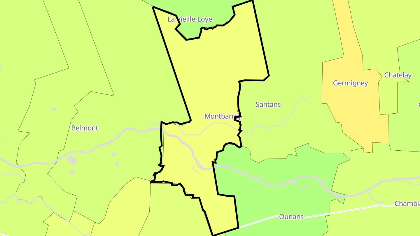 Carte des prix de l'immobilier Montbarrey