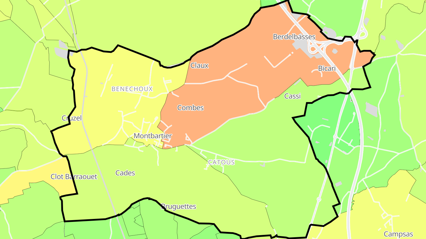Carte des prix de l'immobilier Montbartier