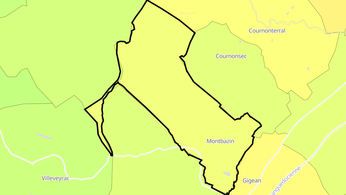 Carte des prix de l'immobilier Montbazin