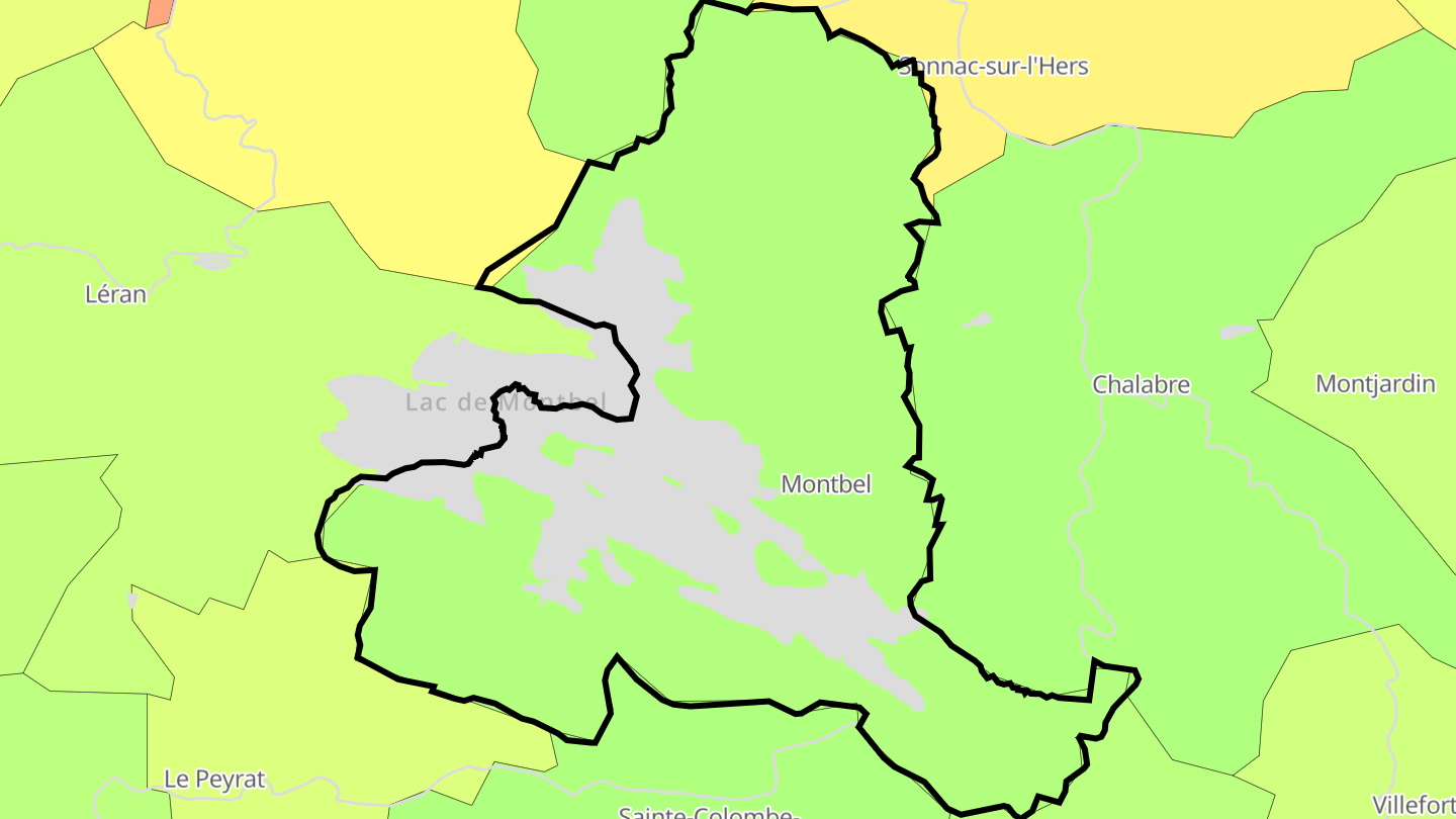 Carte des prix de l'immobilier Montbel
