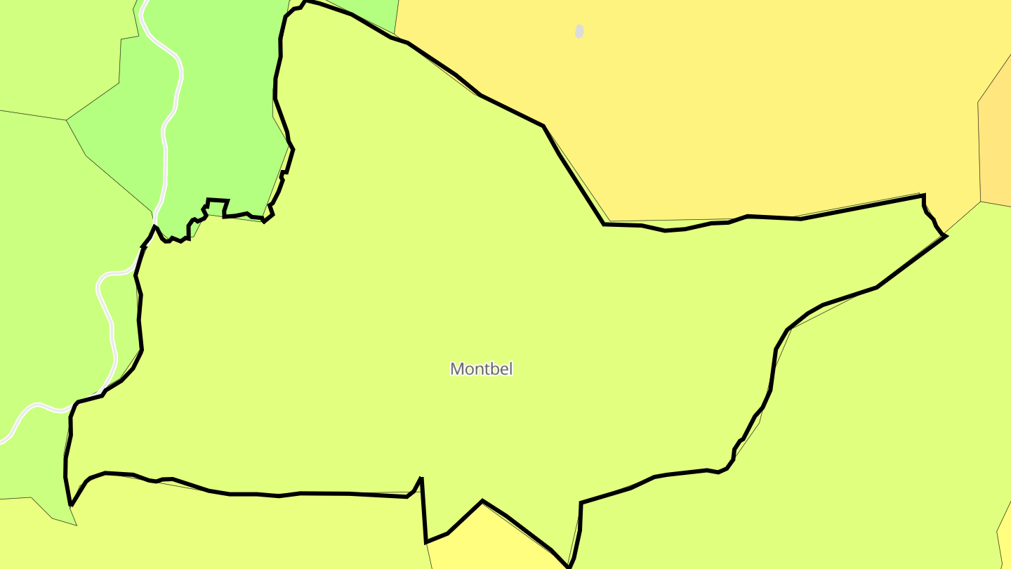 Carte des prix de l'immobilier Montbel
