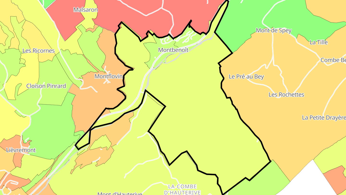 Carte des prix de l'immobilier Montbenoît