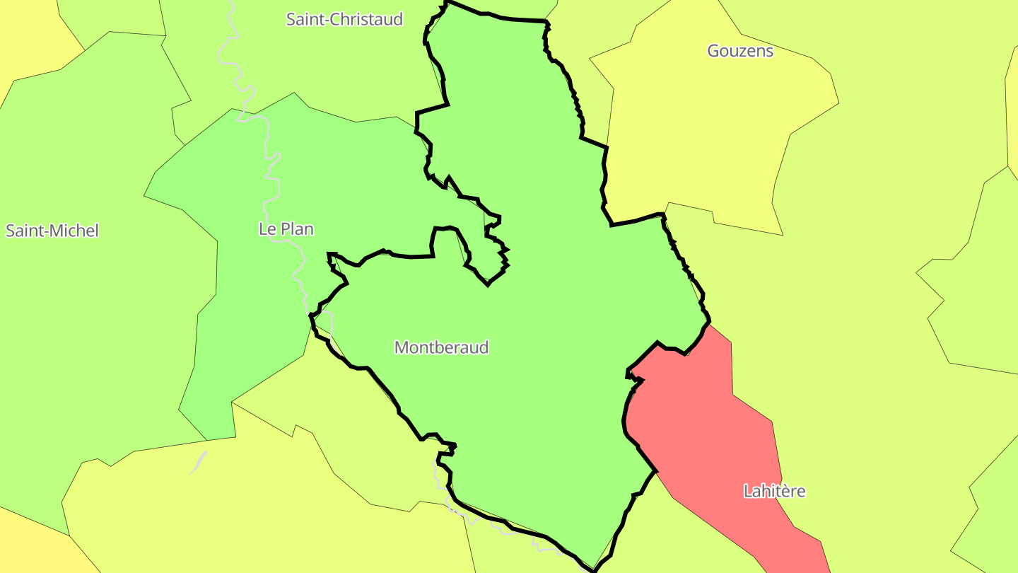 Carte des prix de l'immobilier Montberaud