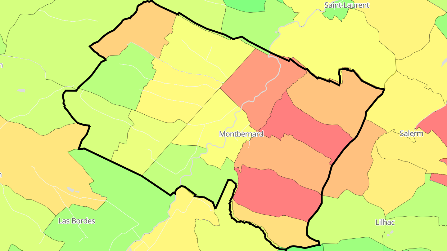 Carte des prix de l'immobilier Montbernard