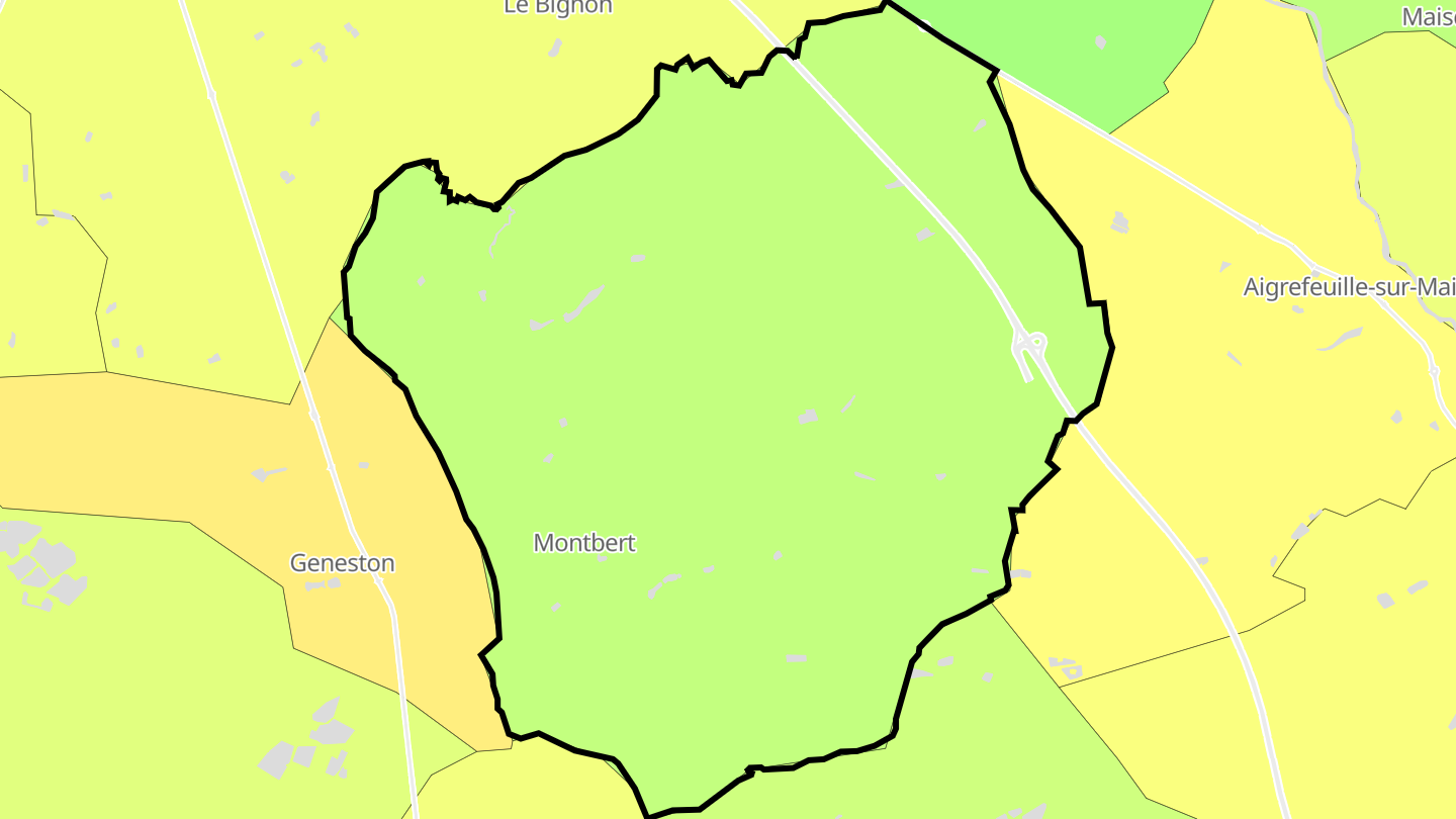 Carte des prix de l'immobilier Montbert