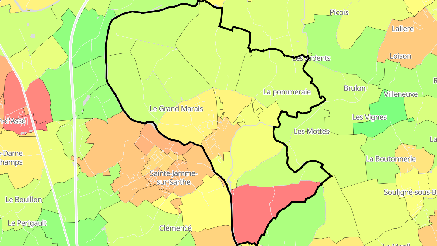 Carte des prix de l'immobilier Montbizot