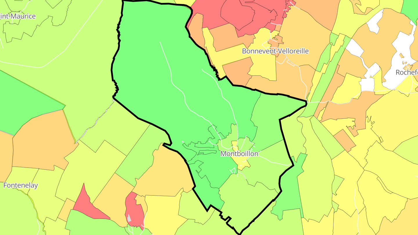 Carte des prix de l'immobilier Montboillon