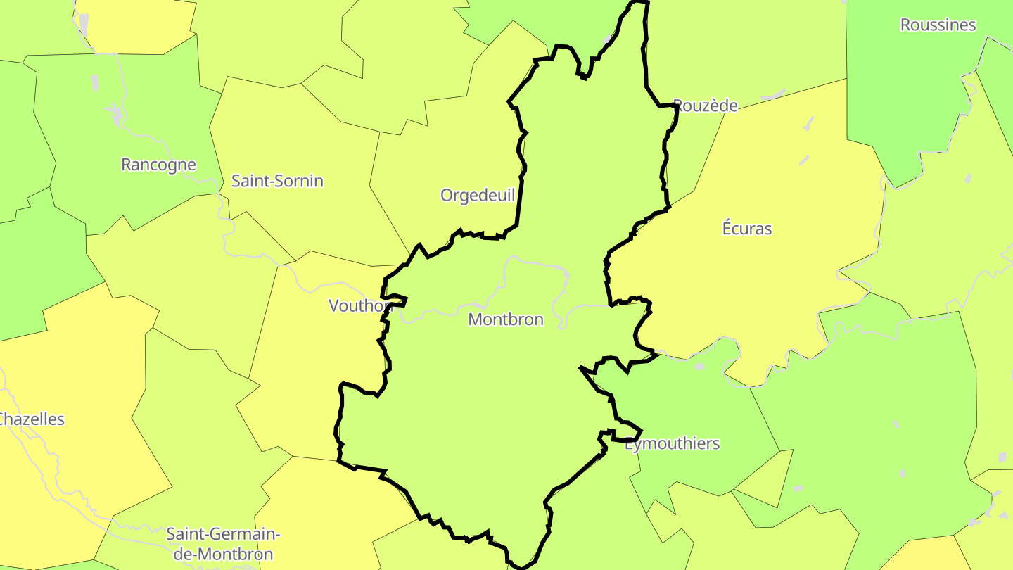 Carte des prix de l'immobilier Montbron