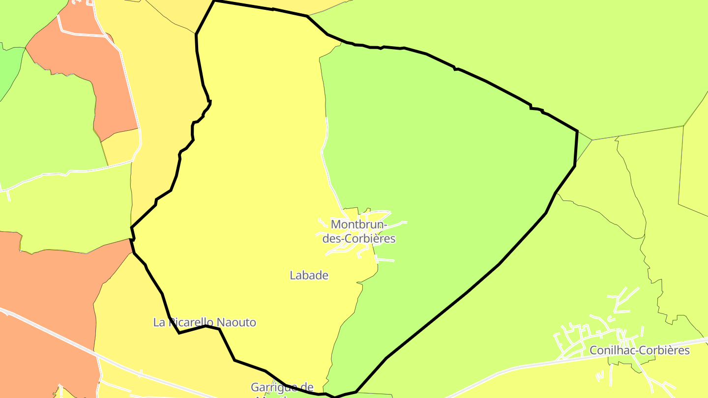 Carte des prix de l'immobilier Montbrun-des-Corbières
