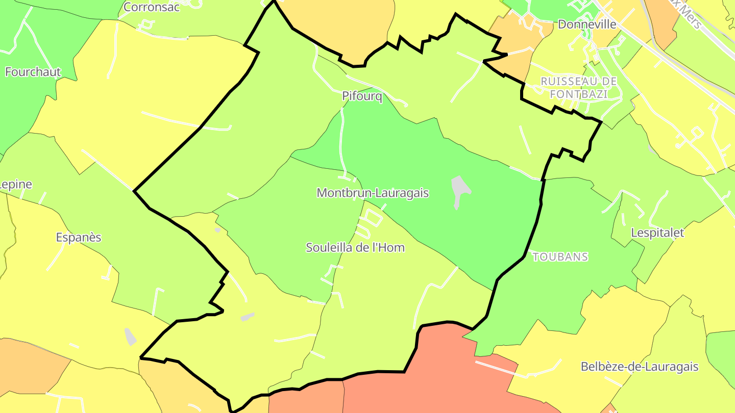 Carte des prix de l'immobilier Montbrun-Lauragais