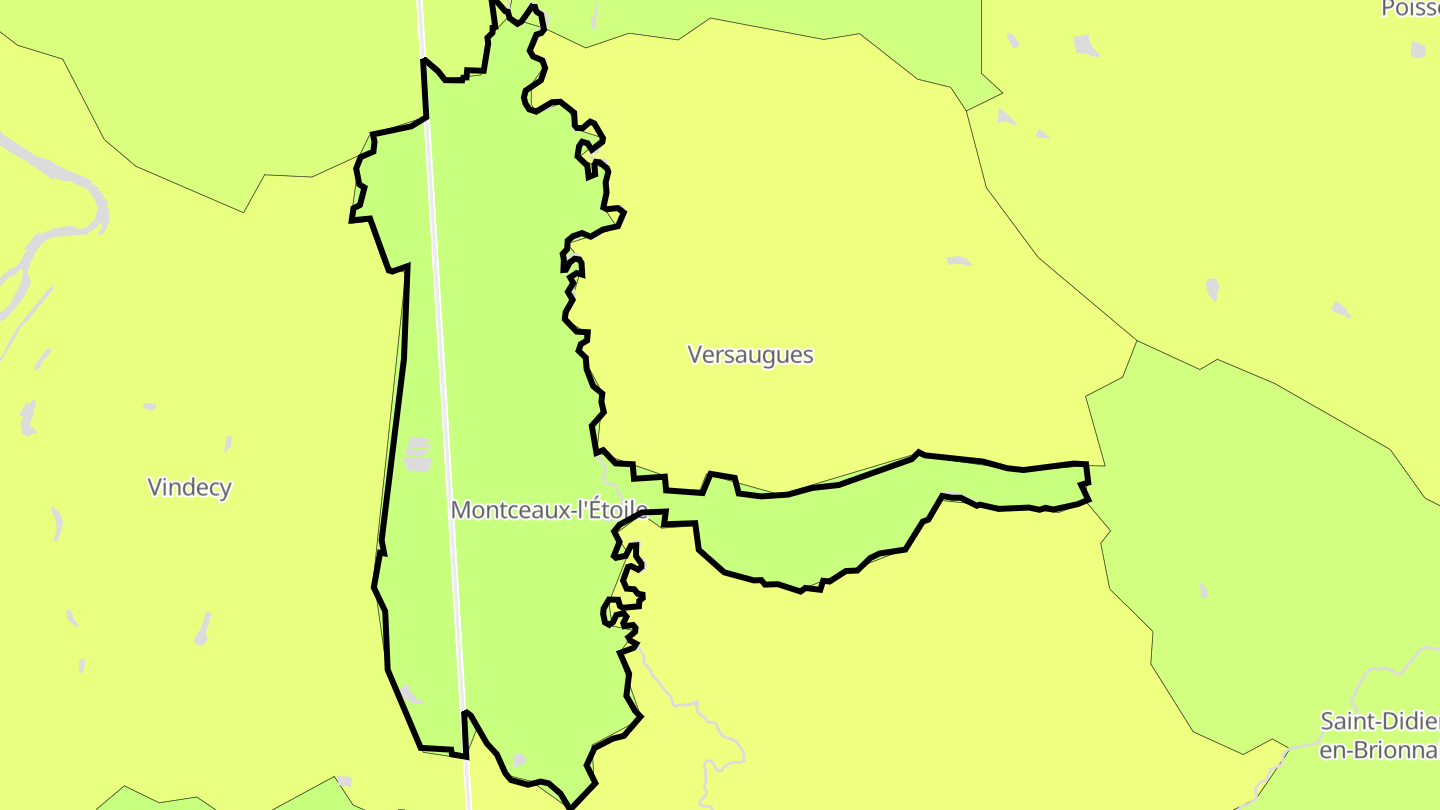 Carte des prix de l'immobilier Montceaux-l'Étoile