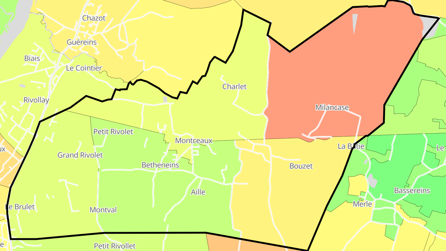 Carte des prix de l'immobilier Montceaux