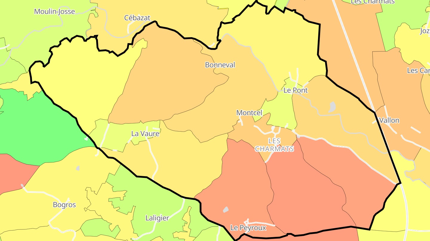 Carte des prix de l'immobilier Montcel