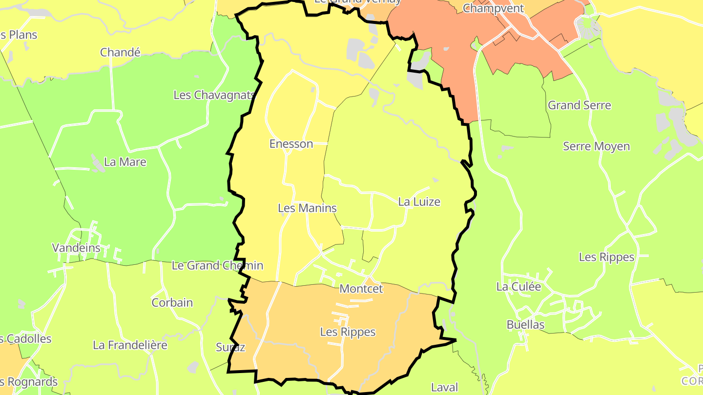 Carte des prix de l'immobilier Montcet