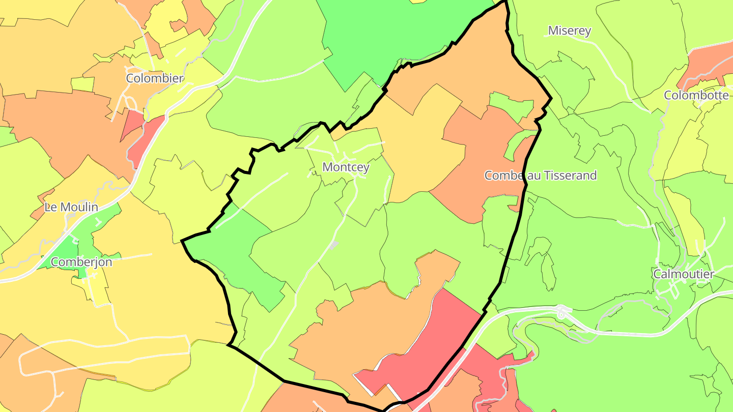 Carte des prix de l'immobilier Montcey