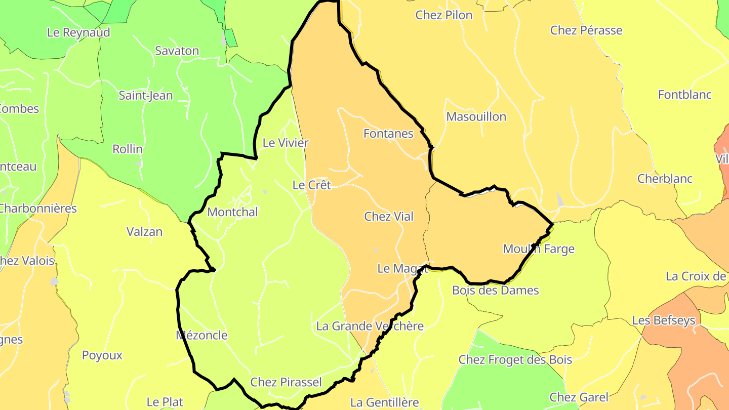 Carte des prix de l'immobilier Montchal