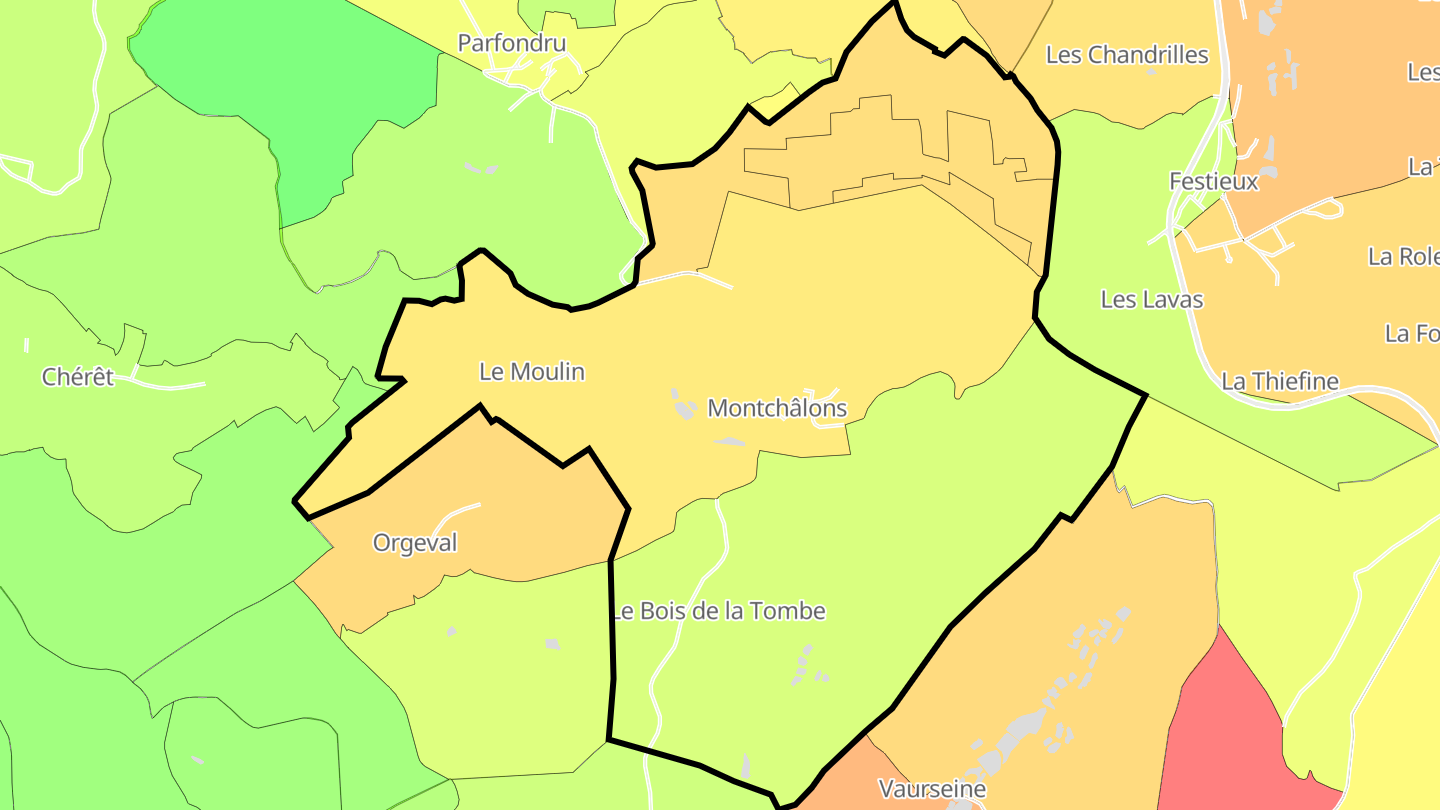 Carte des prix de l'immobilier Montchâlons